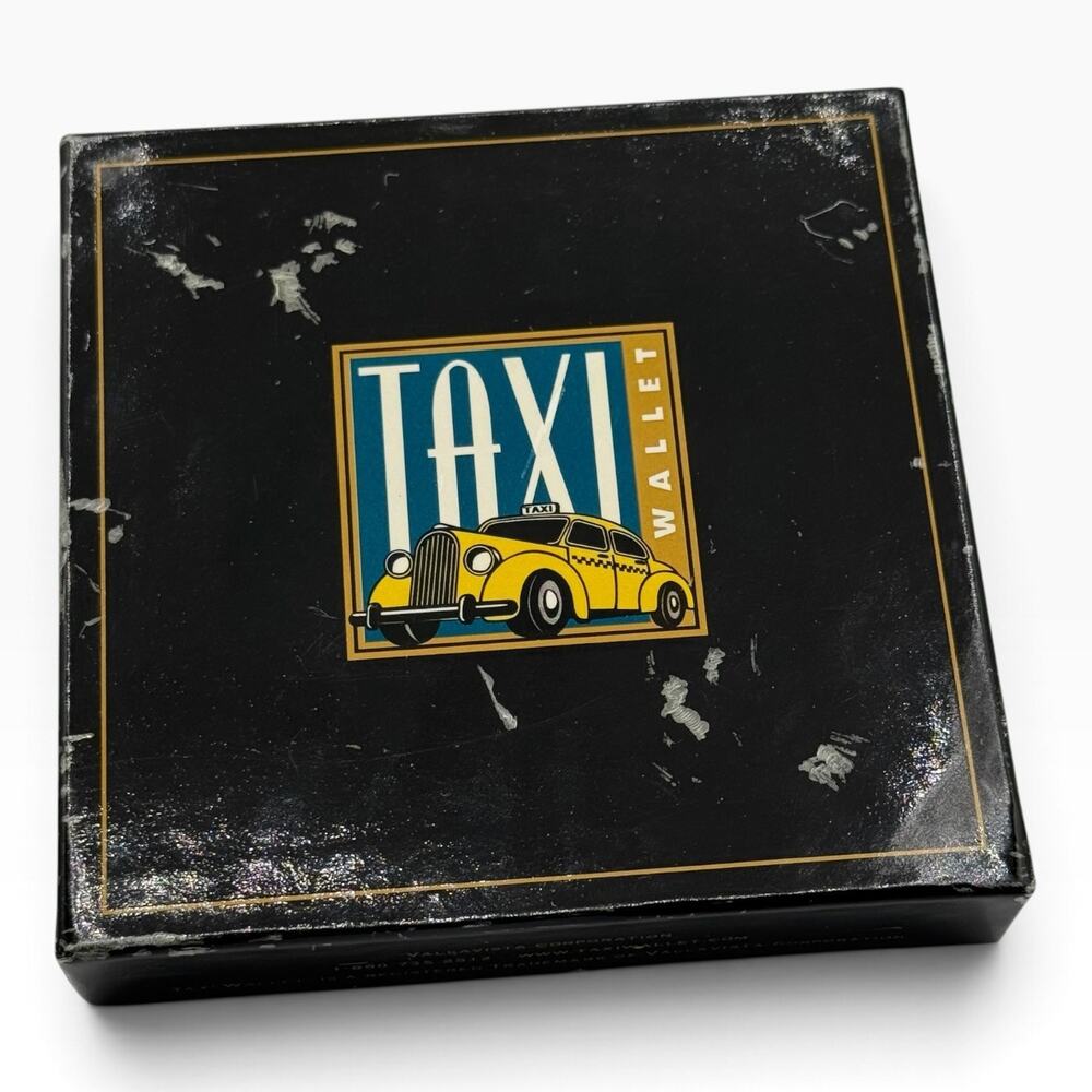 Vintage Original Taxi Wallet Black Leather Coin Billfold NOS Box Insert - Picture 11 of 16